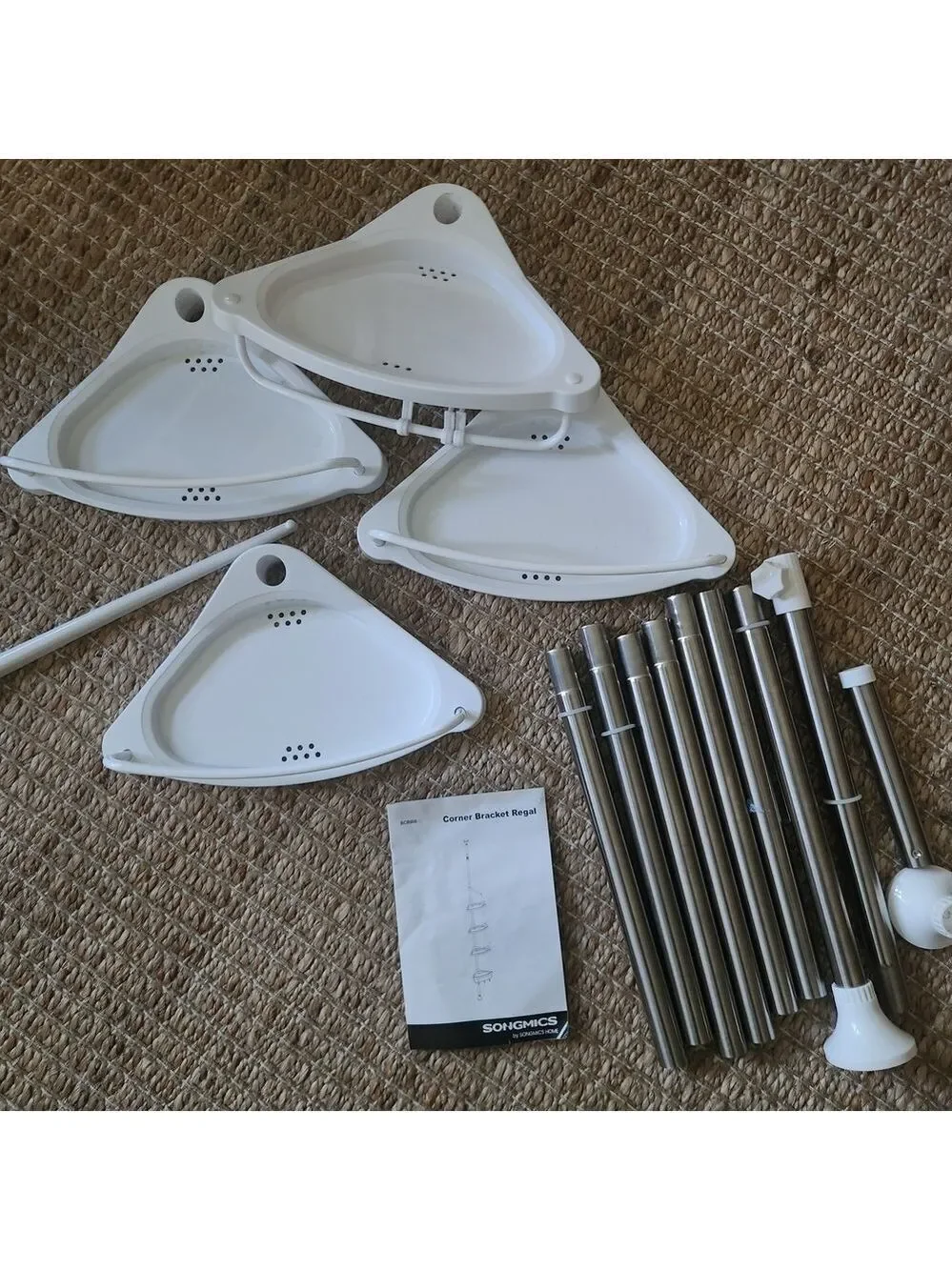 Adjustable White Bath Storage Tower